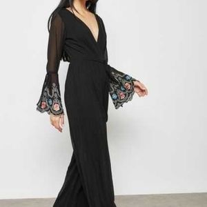 Soieblu Embroidered Bell Sleeve Witch Jumpsuit